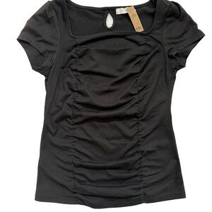 Chic Black Short Sleeve Women's Top